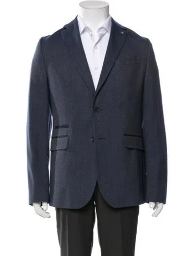 Pre-owned Ted Baker Tweed Pattern Blazer In Blue