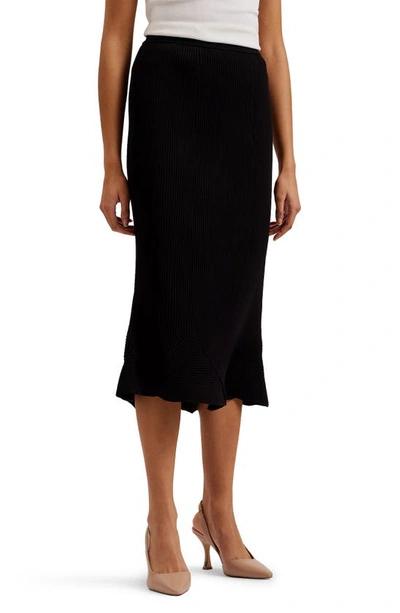 Ted Baker Velena Rib Midi Skirt In Black