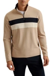 Ted Baker Veller Stripe Half Zip Pullover In Taupe