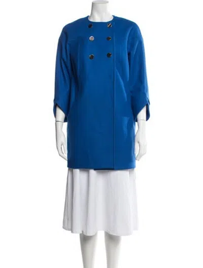 Pre-owned Ted Baker Virgin Wool Coat In Blue