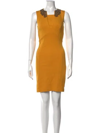 Pre-owned Ted Baker V-neck Mini Dress In Orange