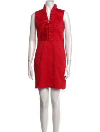 Pre-owned Ted Baker V-neck Mini Dress In Red