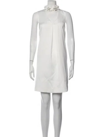 Pre-owned Ted Baker V-neck Mini Dress In White