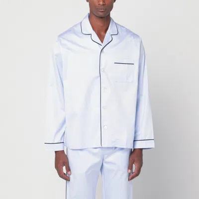 Tekla Light Blue Pyjama Shirt In White