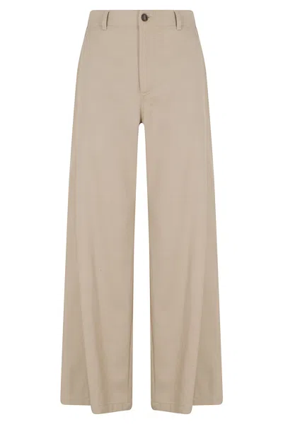 Tela Beige Lyocell-blend Elastic-waist Wide-leg Pants In Brown