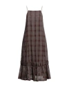 Tela Woman Midi Dress Dark Brown Size 6 Polyester, Cotton, Lyocell, Elastane