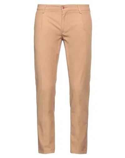 Teleria Zed Man Pants Camel Size 32 Linen, Cotton, Elastane In Orange