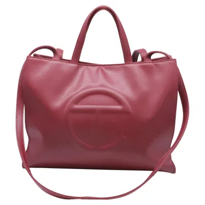 Pre-owned Telfar Medium Carry Tote Bag In Burgundy Cow Leather In Red