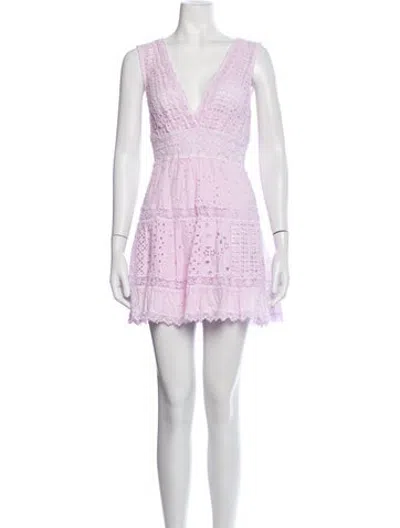 Pre-owned Temptation Positano Lace Pattern Mini Dress In Pink