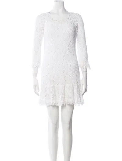 Pre-owned Temptation Positano Lace Pattern Mini Dress In White