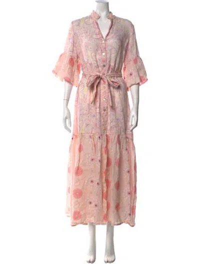 Pre-owned Temptation Positano Linen Long Dress In Pink