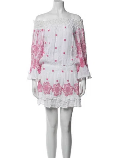 Pre-owned Temptation Positano Linen Mini Dress In Pink/white