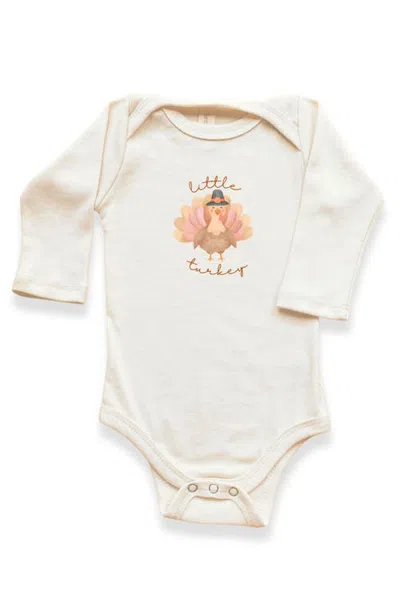 Tenth & Pine Kids'  Little Turkey Graphic Organic Bodysuit Long Sleeve In White