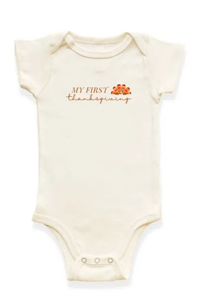 Tenth & Pine Kids'  My First Thanksgiving Organic Baby Bodysuit In Neutral