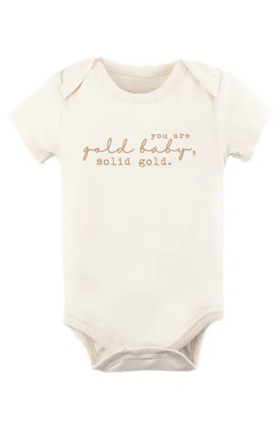 Tenth & Pine Kids'  Solid Gold Organic Cotton Bodysuit In Natural/clay