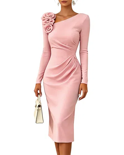 Teodora Long Sleeve Midi Dress In Pink