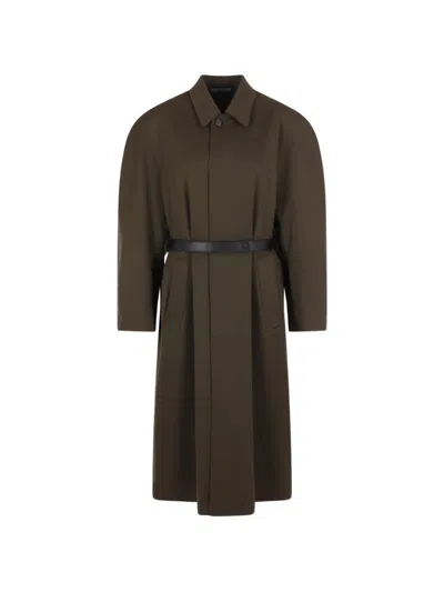 Ter Et Bantine Belted Gabardine Coat In Brown