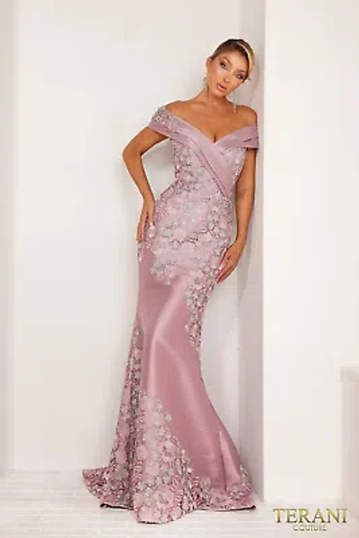 Pre-owned Terani Couture 241m2701 Evening Dress Lowest Price Guarantee Authentic In Rose Silver