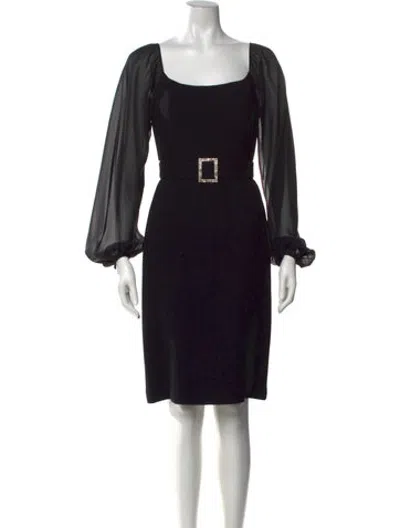 Pre-owned Teri Jon Wool Knee-length Dress In Black