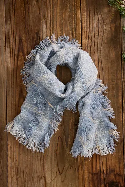 Terrain Alpaca Fringe Scarf In Blue