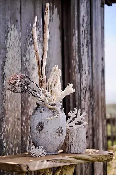 Terrain Barnacle Aged Terracotta Vase In White