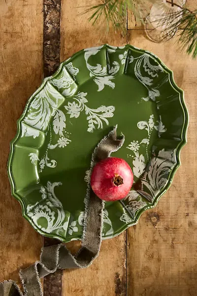 Terrain Botanical Silhouette Serving Platter In Green