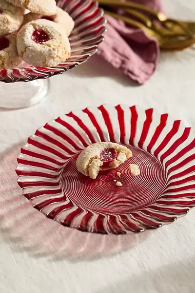 Terrain Candy Cane Glass Plate In Red