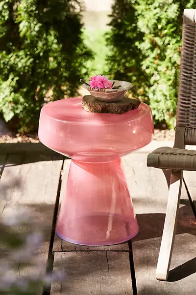 Terrain Colorful Glass Side Table, Wide In Pink