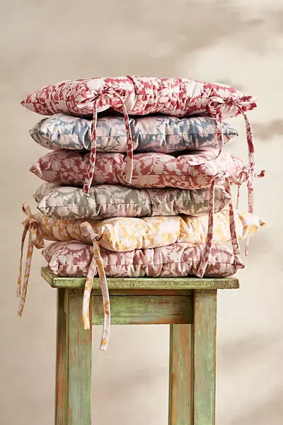 Terrain Floral Block Print Seat Cushion In Green