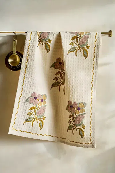 Terrain Floral Stripe Cotton Hand Towel In Neutral