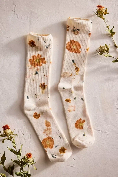 Terrain Flower Power Bamboo Socks In Beige