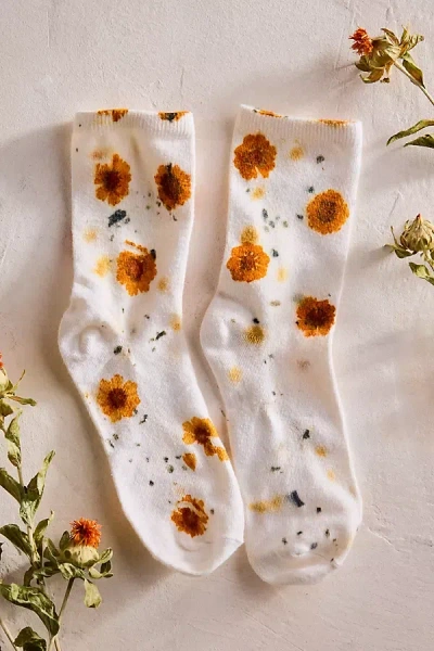 Terrain Flower Power Cotton Socks In Beige