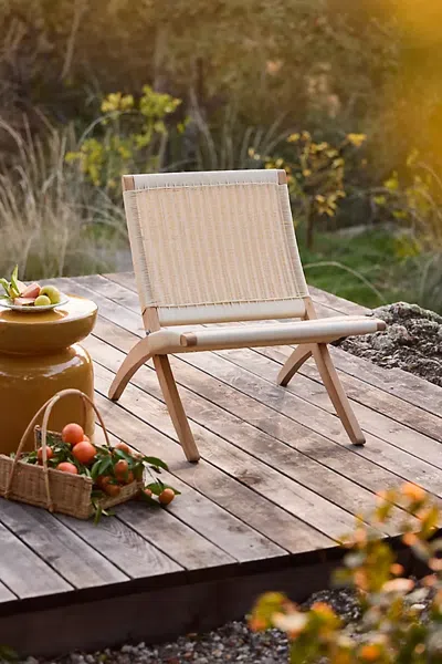 Terrain Folding Teak + Wicker Scissor Chair In Multicolor