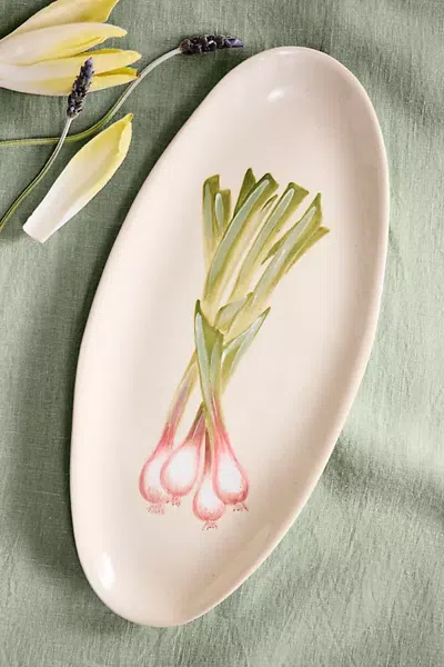 Terrain Green Onion Stoneware Serving Platter In Multi