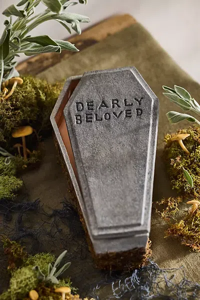 Terrain Halloween Coffin Candle, Tilled Earth In Gray