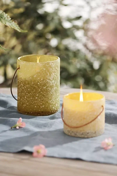 Terrain Hanging Sanded Glass Citronella Candle In Green