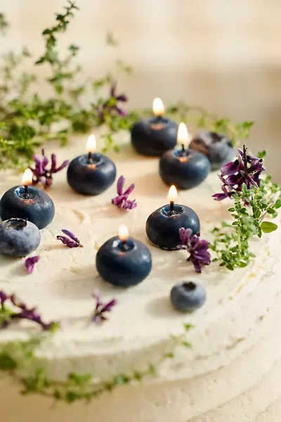 Terrain Happy Organics Blueberry Beeswax Candles, Set Of 10 In Multi
