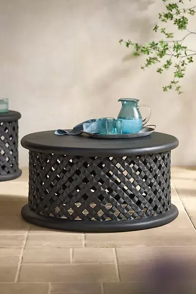 Terrain Latticework Stone Coffee Table In Black