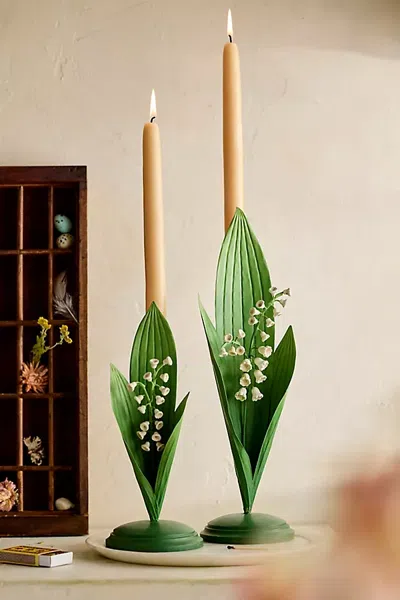 Terrain Lily Of The Valley Taper Holder In Green