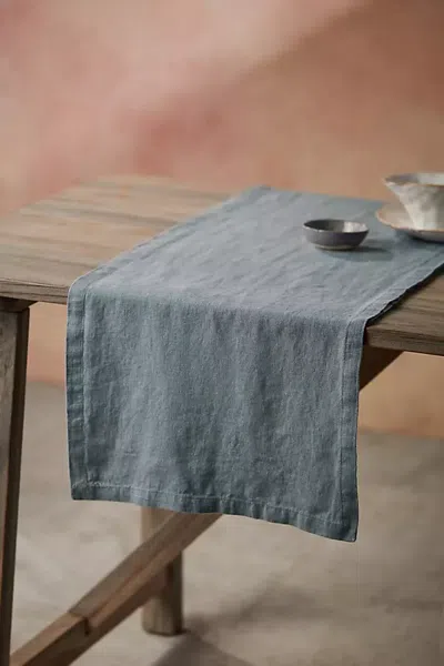 Terrain Lithuanian Linen Table Runner In Blue