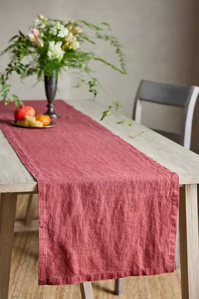 Terrain Lithuanian Linen Table Runner In Pink