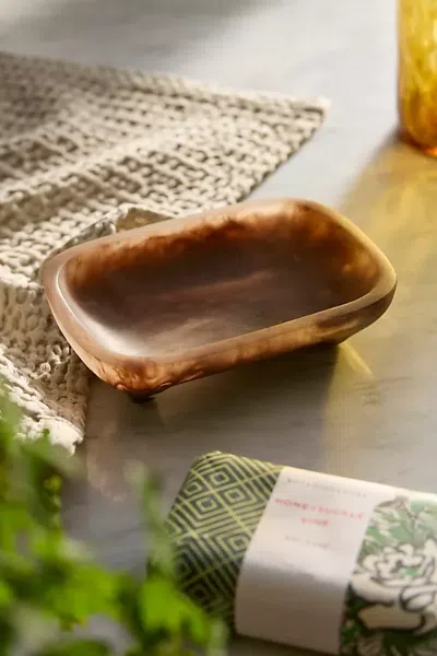 Terrain Marbled Resin Soap Dish In Brown