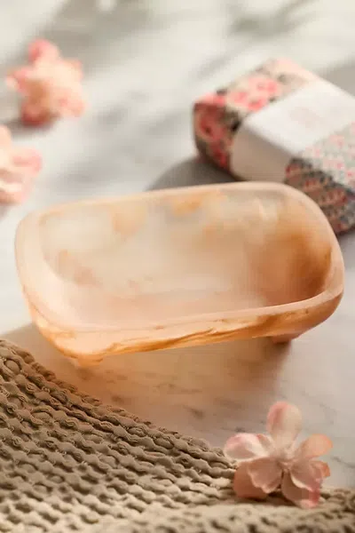 Terrain Marbled Resin Soap Dish In Orange