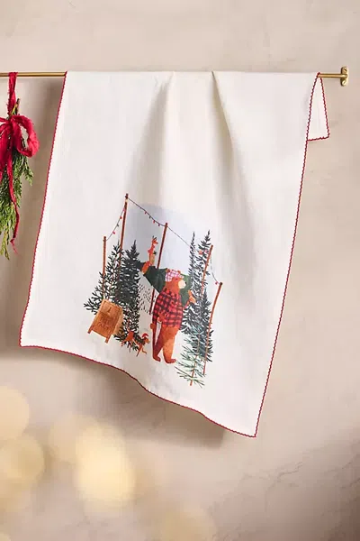 Terrain May We Fly Tree Farm Friends Dish Towel In White