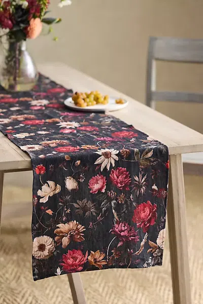 Terrain Moody Floral Linen Table Runner In Multi