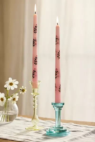 Terrain Painted Floral Taper Candles, Set Of 2 In Blue