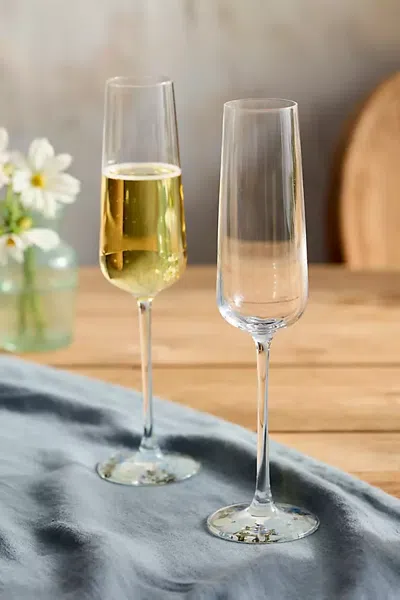 Terrain Pressed Floral Flutes, Set Of 2 In Transparent