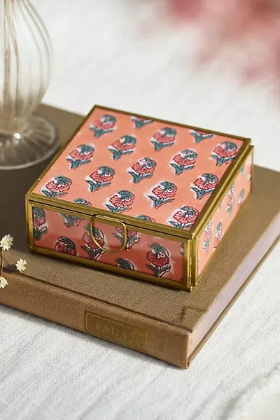Terrain Printed Fabric Brass Box In Multi