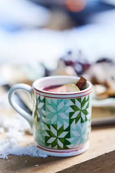 Terrain Quilted Ceramic Mug In Green