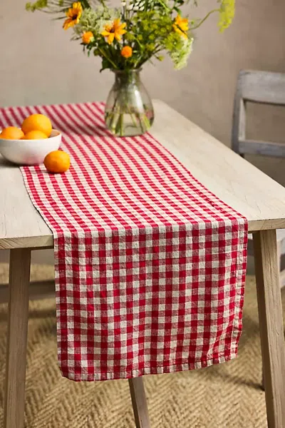 Terrain Red Gingham Linen Table Runner